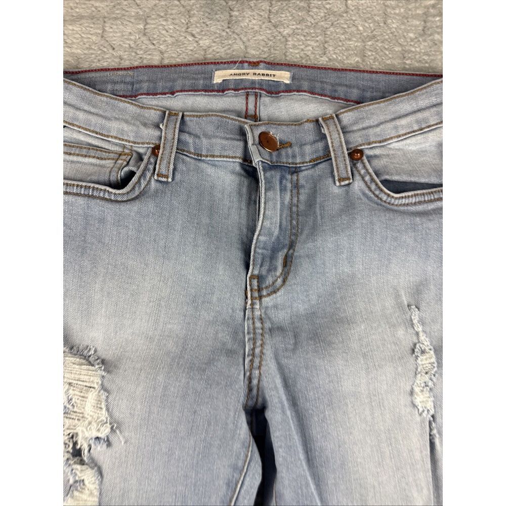 Angry Rabbit Light Washed Distressed Denim Blue Jeans JR Size 7 - Picture 4 of 11
